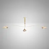Serge Mouille, Suspension à trois bras pivotants, enameled steel and aluminum, brass
