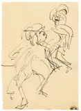 Zwei Ausdruckstänzerinnen by Ernst Ludwig Kirchner, Um 1933, Tuschfeder auf Papier (aus einem Skizzenbuch), sold Jun 2017