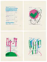 23 Vierfarbvorschläge zur Modernisierung des Rückenschwimmers by Martin Kippenberger, 1986, 23 Farbserigraphien, jeweils auf Karton (ohne die Kassette), sold Dec 2016