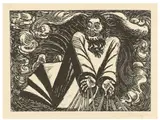 Ernst Barlach, Die Wandlungen Gottes, Um 1919, Pergamentband mit 7 Holzschnitten, jeweils auf Japan