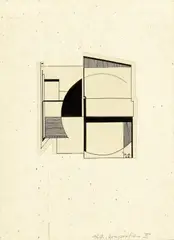 Abstrakte Komposition II by Hannah Höch, 1922, Tuschfeder auf Papier, auf leichten Karton collagiert, sold Dec 2016