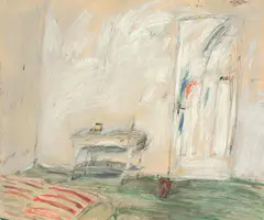 Interieur by Klaus Fußmann, 1970, Öl, Gouache und Bleistift auf leichtem, hellbraunem Karton, sold Oct 2018