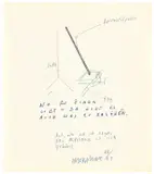 Martin Kippenberger, Ach, was soll ich sagen, das Mittelmass ist sich gehörig“ (Besenstil-Peter), 1986, Kugelschreiber, Tinte und Bleistift auf Papier (Notizbuchseite)
