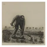 Wilhelm Morgner, Bauer auf dem Feld, 1910, Kohle auf grauem Papier