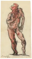 Max Slevogt, Allegorie des Feuers, 1911, Kreide, aquarelliert, auf Papier