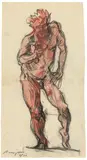 Max Slevogt, Allegorie des Feuers, 1911, Kreide, aquarelliert, auf Papier
