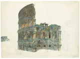 Rom, Ansicht des Kolosseums von Norden by zugeschrieben Abraham-Louis-Rodolphe Ducros, Um 1785, Aquarell und Deckfarben über Bleistift auf Bütten (Wasserzeichen: J Honig & Zoonen), sold Oct 2018