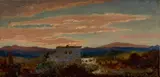 Italienienische Landschaft am Abend by Oswald Achenbach, Öl auf Papier auf Karton, sold May 2018