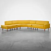 attribution Harvey Probber, Sectional sofa and table, set of four, c. 1957, upholstery, oak