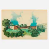 Richard Neutra, Hrabe House, Calabasas, California, 1962, pastel and graphite on paper