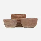 Hans Sumpf Co., Thumb print planters, set of three, 2004-2005, bisque terracotta