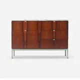 Florence Knoll, Executive Office cabinet, Vermont Verde marble, ash, chrome-plated steel
