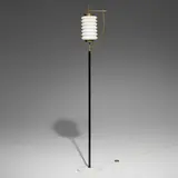 Angelo Lelii, Floor lamp, c. 1959, brass, glass, enameled aluminum, marble