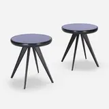attribution Gio Ponti, Pedestal tables, two, c. 1955, lacquered wood, mirrored glass