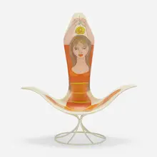 Rare tulip chair, model 120-LF with portrait by Erwine & Estelle Laverne, 1959, hand-painted fiberglass, enameled steel and aluminum, offered Apr 2023