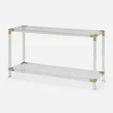 Console table by Charles Hollis Jones, c. 1970, Lucite, glass, brass, offered Apr 2023