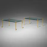 T. H. Robsjohn-Gibbings, Tables, pair, 1962, glass, gilt bronze