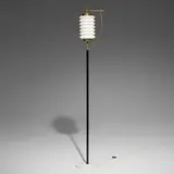 Angelo Lelii, Floor lamp, c. 1959, brass, glass, enameled aluminum, marble