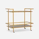 Modern, Bar cart, glass, mirrored glass, lacquered steel