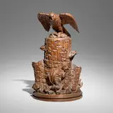 Polish, Continental carved tobacco jar with eagle, c. 1900, carved walnut