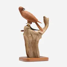 Folk Art, Hawk with snake, lacquered wood, driftwood, wanlut, painted metal