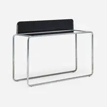 Moderne, Console table, c. 1930, black glass, chrome-plated steel
