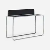 Moderne, Console table, c. 1930, black glass, chrome-plated steel