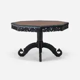 Ceylonese Style, Center table, walnut and ebonized wood