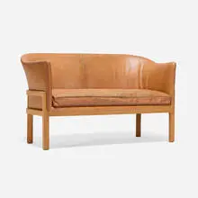 Mogens Koch, Settee, c. 1955, leather, beech