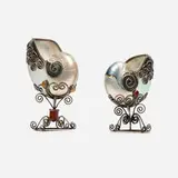 20th Century, Nautilus shell compotes, pair