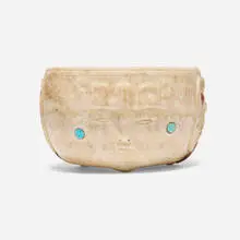 Pre-Columbian, Bowl, onyx with turquoise and jasper inlay
