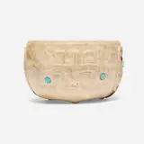 Pre-Columbian, Bowl, onyx with turquoise and jasper inlay
