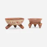Théophile Henri Mayan, Tripod rattle bowls, set of two, glazed terracotta
