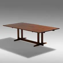George Nakashima, Frenchman's Cove II extension dining table, 1961, American black walnut, rosewood
