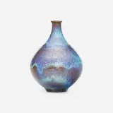 Teardrop vase by Gertrud and Otto Natzler, multicolor crystalline glazed earthenware, sold May 2021