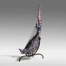 Spingarpa Maquette by Davide Salvadore, 2013, hand-blown glass, inciso and battuto surface, leather string, patinated metal, sold May 2021