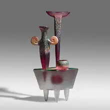 José Chardiet, Untitled, 1998, hot sculpted, cast, and sandblasted glass, gold leaf