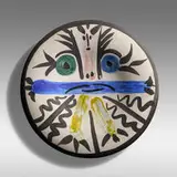 Figures No. 28 plate by Pablo Picasso, 1963, white earthenware with engobe decoration and enamel, sold May 2021