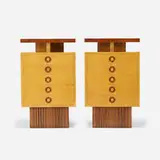 Andrew Szoeke, Custom cabinets, pair, c. 1950, birdseye maple, zebrawood, marquetry