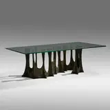 Stalagmite dining table, model PE-102 by Paul Evans, 1969, bronzed resin over steel, glass, sold May 2021
