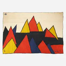 Pyramids tapestry by Alexander Calder, 1975, hand-woven maguey fiber, sold May 2021