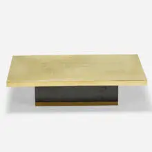 Georges Mathias, Coffee table, c. 1980, etched brass, laminate