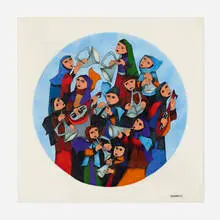 Joseph Trippetti, Music-Go-Round, cloisonné enamel, silver wires, steel