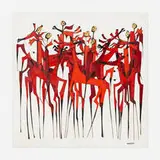 Joseph Trippetti, Red Riders, cloisonné enamel, silver wires, steel