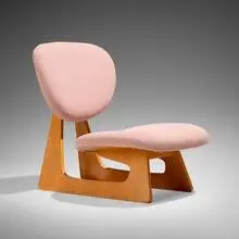 Junzo Sakakura, Lounge chair, model 5016, 1957, laminated oak, upholstery