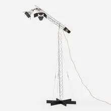 C. Jeré, Crane floor lamp, c. 1977, chrome-plated steel, enameled steel, steel wire