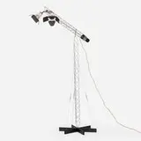 C. Jeré, Crane floor lamp, c. 1977, chrome-plated steel, enameled steel, steel wire