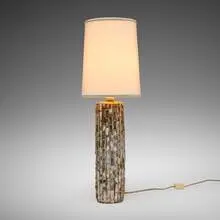 Line Vautrin, Table lamp, c. 1960, Talosel resin, mirrored glass, paper shade