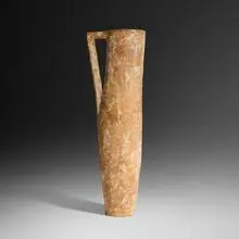 Early Tulum vessel by Claude Conover, 1964-69, glazed stoneware with engobe decoration, sold Feb 2025