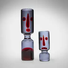 Antonio da Ros, Figures, set of two, c. 1965, internally decorated glass